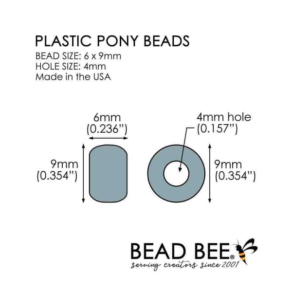 Unicorn Mix Plastic Pony Beads 6 x 9mm, 500 beads Sale - Image 3