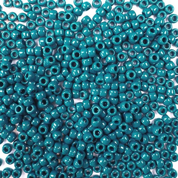 Dark Teal Opaque Plastic Pony Beads 6 x 9mm, 500 beads Cheap - Image 2