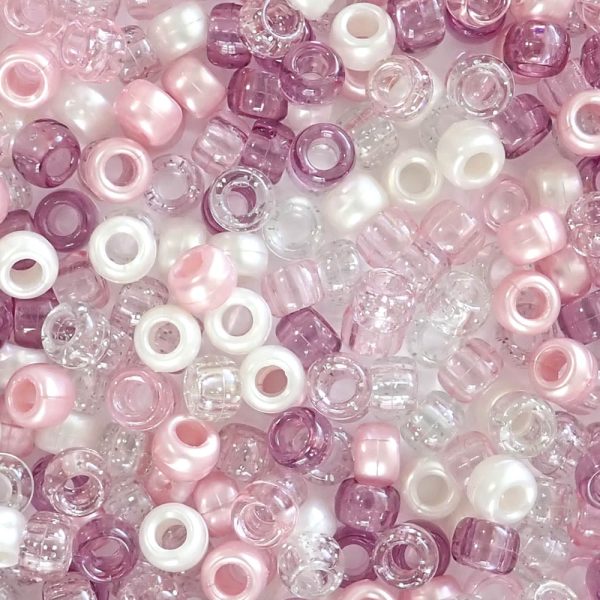Pink Ice Multicolor Mix Plastic Pony Beads 6 x 9mm, 500 beads Fashion