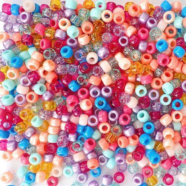 Beach Party Multicolor Mix Plastic Pony Beads 6 x 9mm, 500 beads Online - Image 2