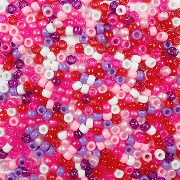 Valentine s Multicolor Mix Plastic Pony Beads 6 x 9mm, 500 beads For Sale - Image 2