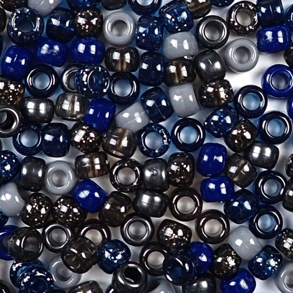 Twilight Blue & Gray Multicolor Mix Plastic Pony Beads 6 x 9mm, 500 beads For Cheap
