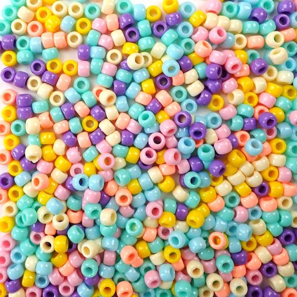 Pretty Pastels Opaque Multicolor Mix Plastic Pony Beads 6 x 9mm, 500 beads Supply - Image 2