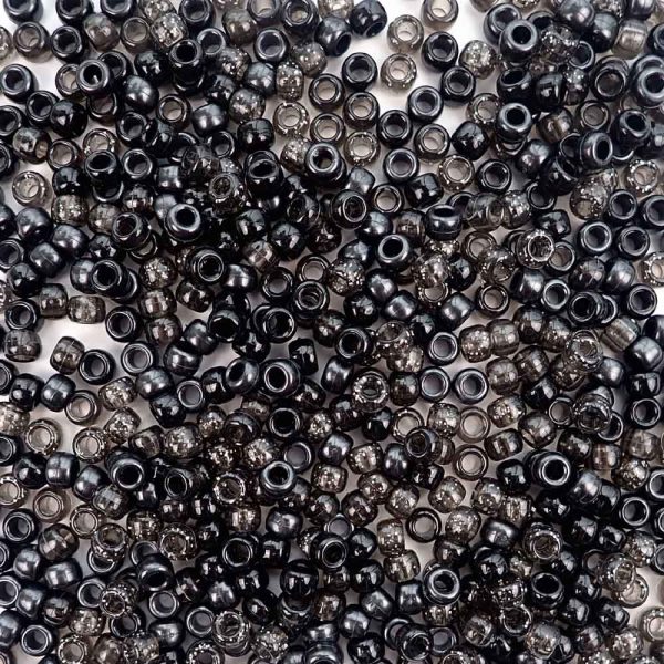 Black Mix Plastic Pony Beads 6 x 9mm, 500 beads Supply - Image 2