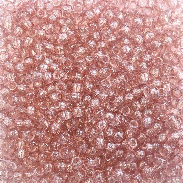 Vintage Peach Glitter Plastic Pony Beads 6 x 9mm, 500 beads Online - Image 2